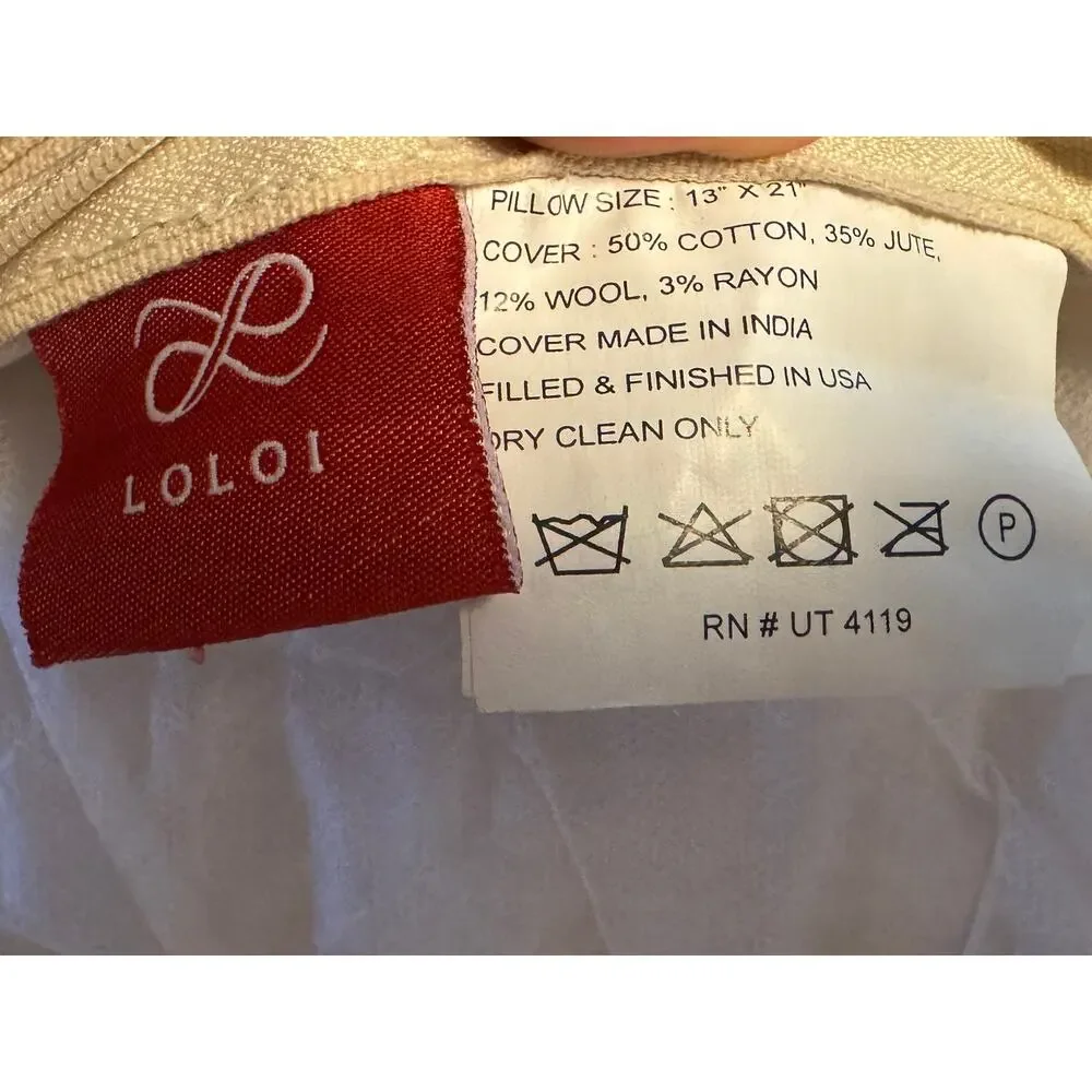 Loloi Wool Cotton‎ Earthy Boho Embroidered Throw Pillow Rectangular 13